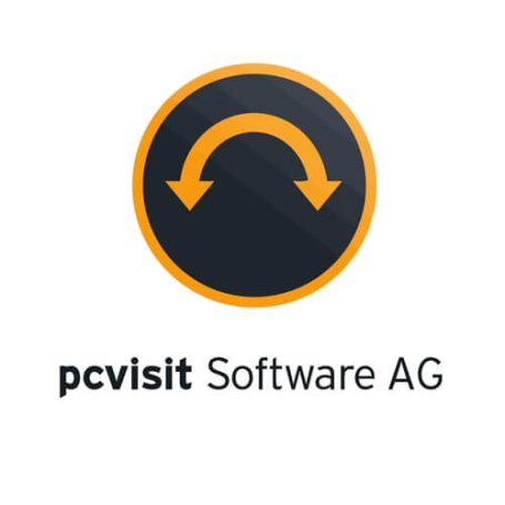 pcvisit Logo von pcvisit Software AG mit zwei Pfeilen in einem Kreis.